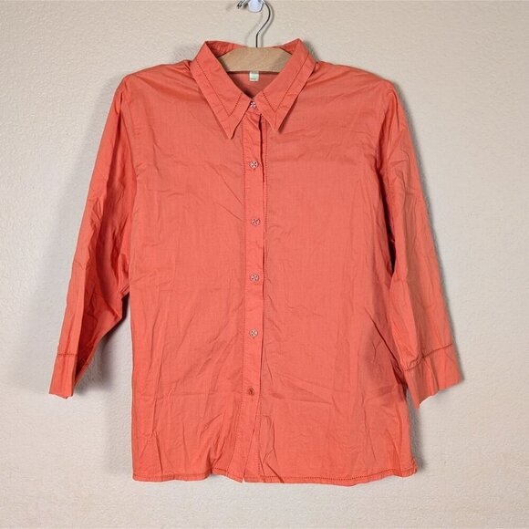Sigrid Olsen Women's 100% Cotton Button-Up Shirt sz XL 3/4 Sleeve Lagenlook - Picture 1 of 9